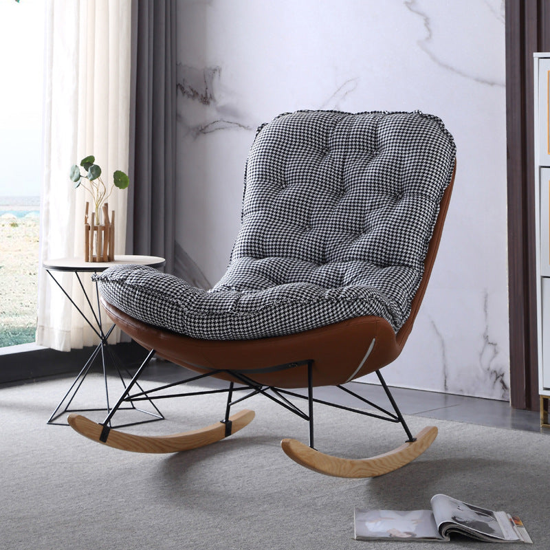 Contemporary Rocking Accent Chair Upholstered Antique Finish Rocker Chair