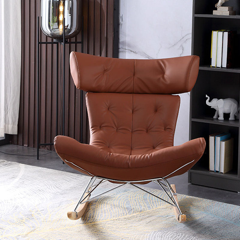 Glam Rocking Chair Upholstered Antique Finish Rocking Accent Chair
