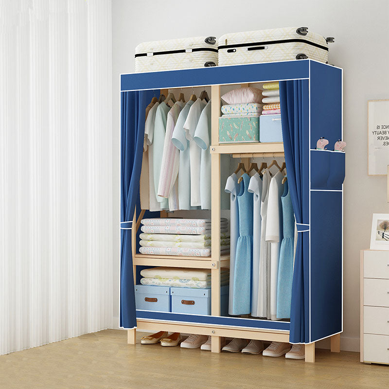 Contemporary Wardrobe Armoire Wood Frame Armoire with Garment Rod for Home