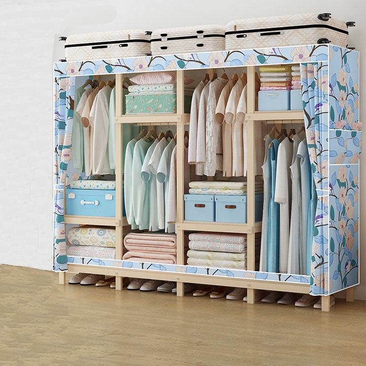 Contemporary Wardrobe Armoire Wood Frame Armoire with Garment Rod for Home