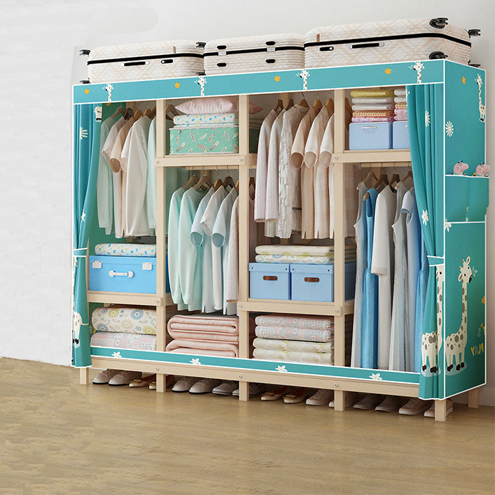 Contemporary Wardrobe Armoire Wood Frame Armoire with Garment Rod for Home