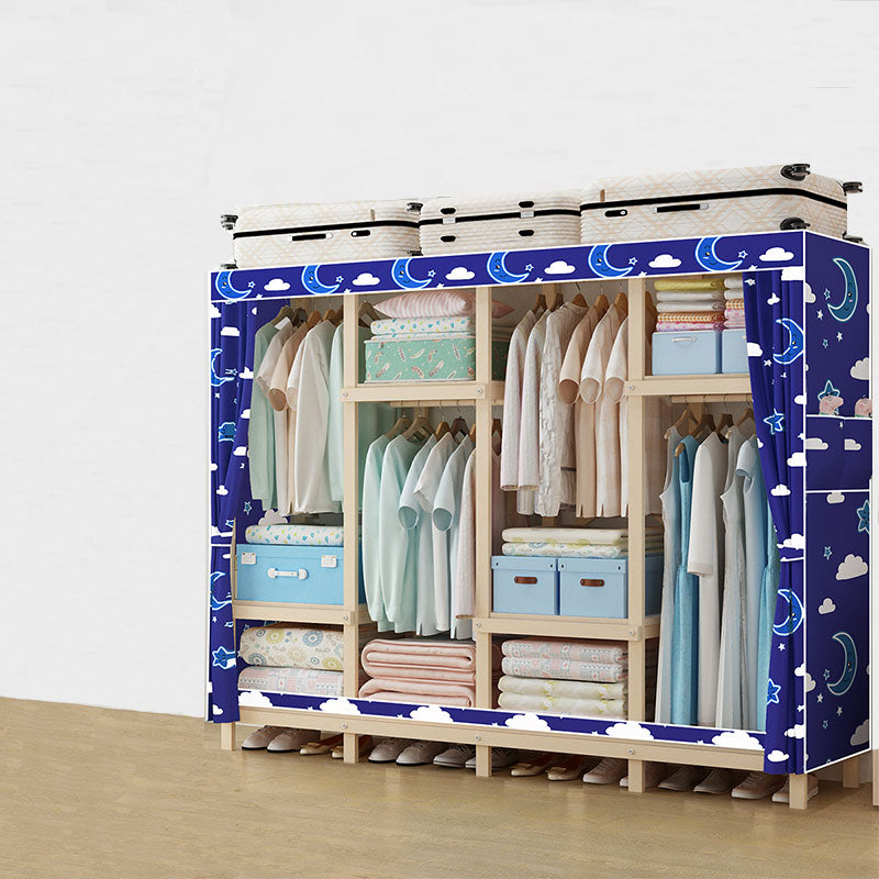 Contemporary Wardrobe Armoire Wood Frame Armoire with Garment Rod for Home