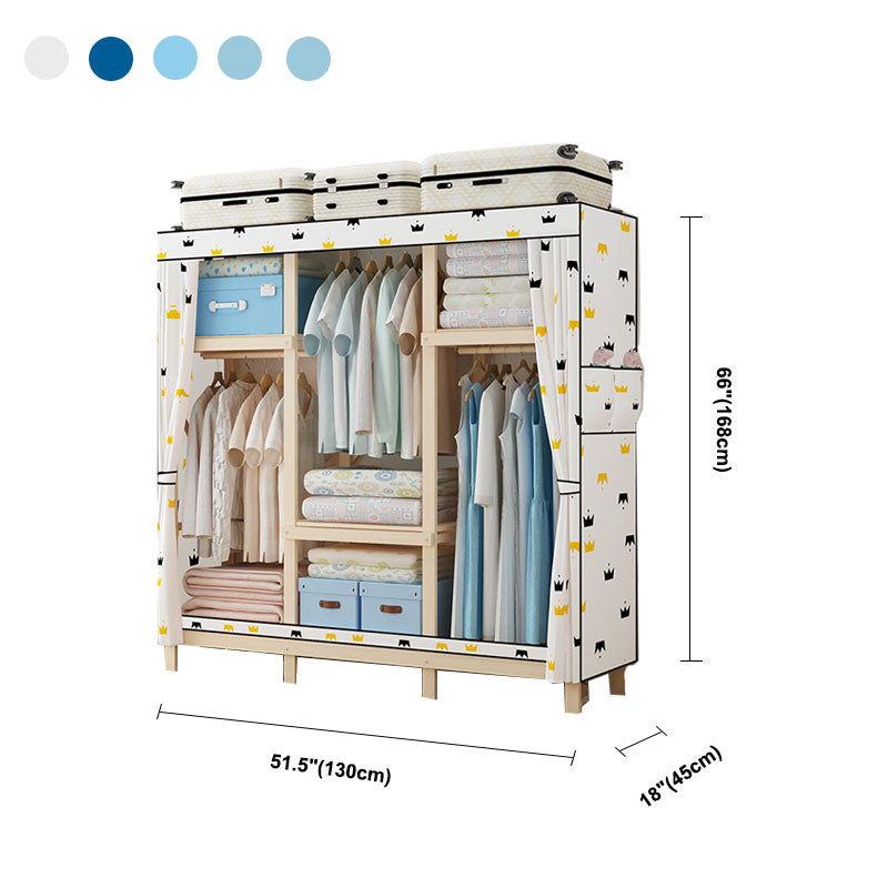 Contemporary Wardrobe Armoire Wood Frame Armoire with Garment Rod for Home