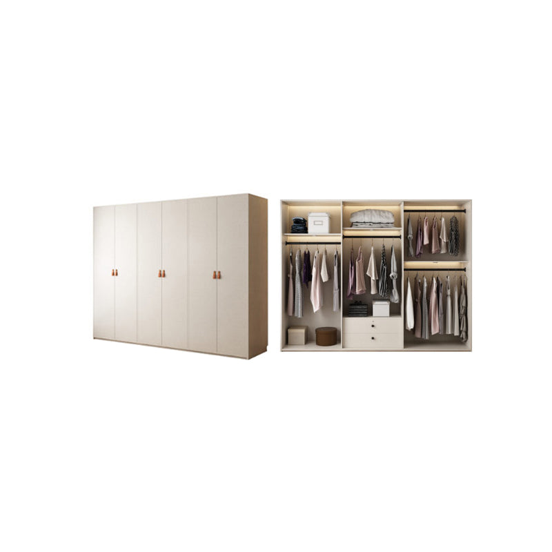 Modern White Wardrobe Cabinet Engineered Wood Wardrobe with Garment Rod