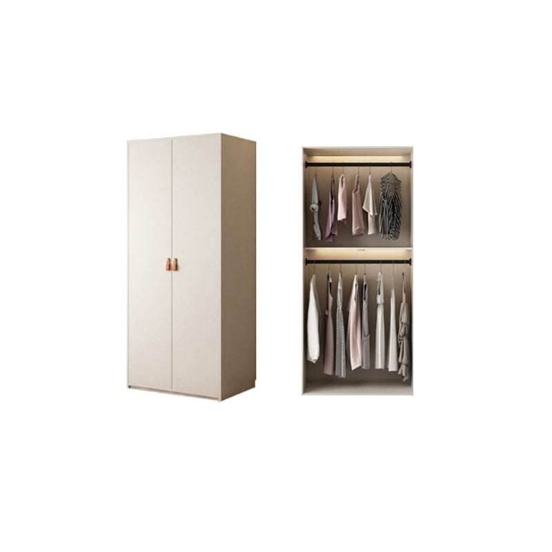 Modern White Wardrobe Cabinet Engineered Wood Wardrobe with Garment Rod
