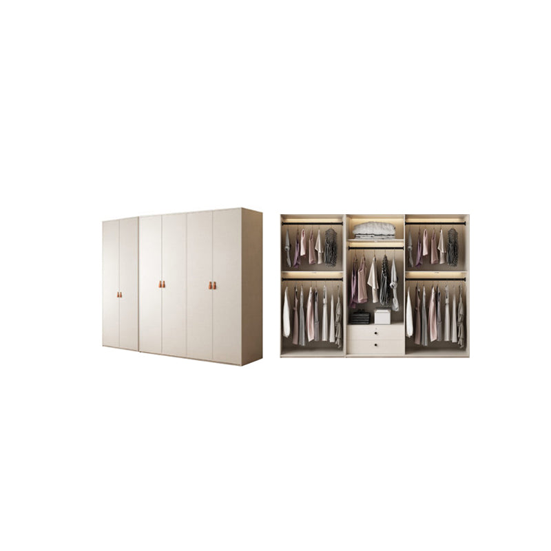 Modern White Wardrobe Cabinet Engineered Wood Wardrobe with Garment Rod