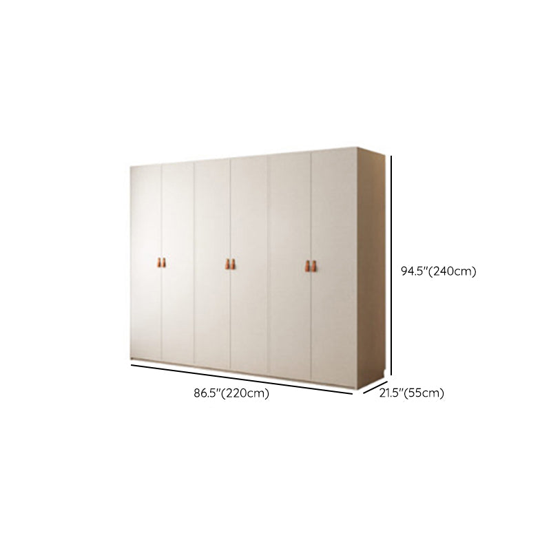 Modern White Wardrobe Cabinet Engineered Wood Wardrobe with Garment Rod
