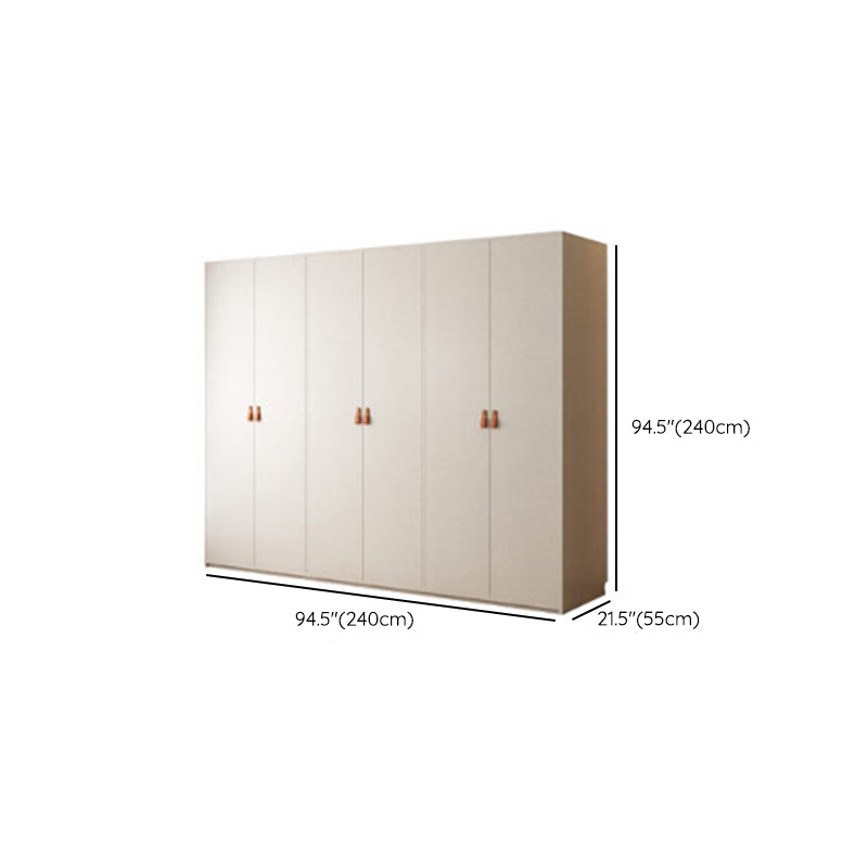 Modern White Wardrobe Cabinet Engineered Wood Wardrobe with Garment Rod
