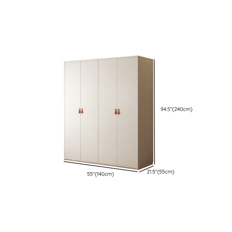 Modern White Wardrobe Cabinet Engineered Wood Wardrobe with Garment Rod