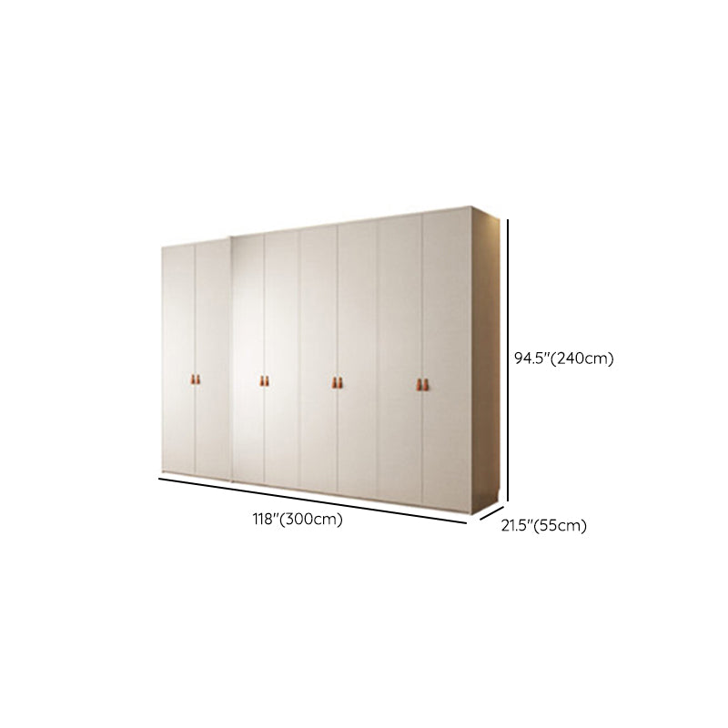 Modern White Wardrobe Cabinet Engineered Wood Wardrobe with Garment Rod