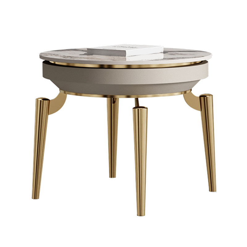 Round Accent Side Table Metal 4 Legs Base Side End Snack Table