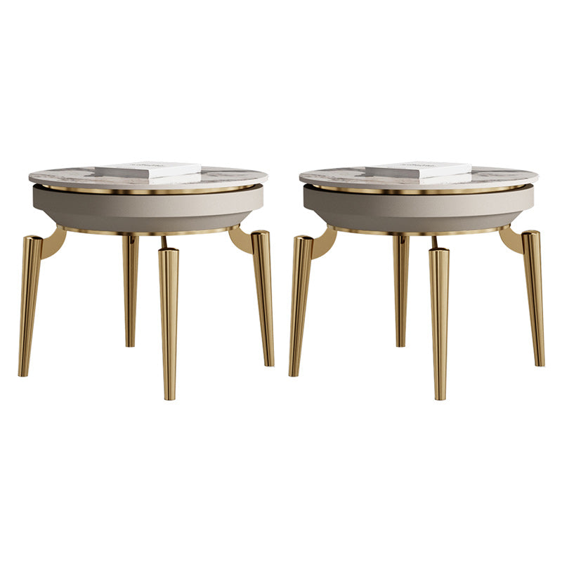 Round Accent Side Table Metal 4 Legs Base Side End Snack Table