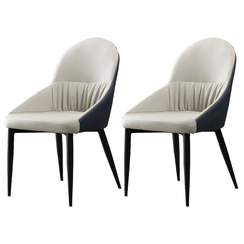 Modern Indoor Upholstered Side Chair Faux Leather Side Chair with Metal Legs