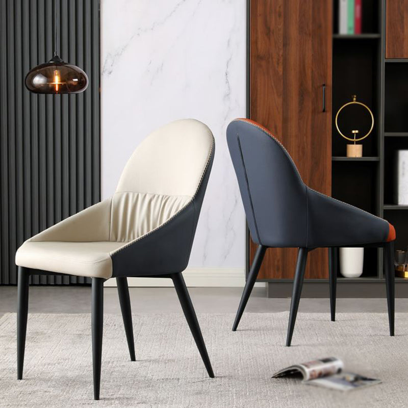 Modern Indoor Upholstered Side Chair Faux Leather Side Chair with Metal Legs