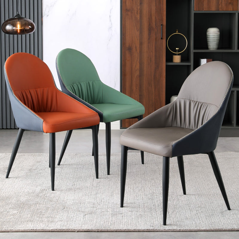 Modern Indoor Upholstered Side Chair Faux Leather Side Chair with Metal Legs