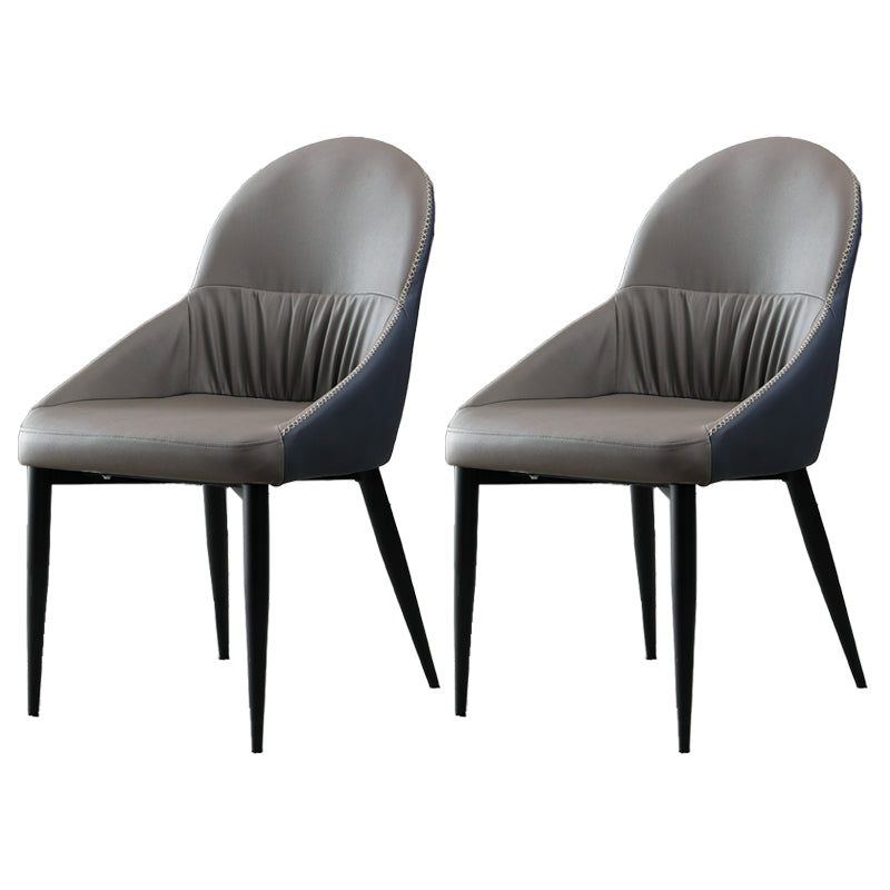 Modern Indoor Upholstered Side Chair Faux Leather Side Chair with Metal Legs