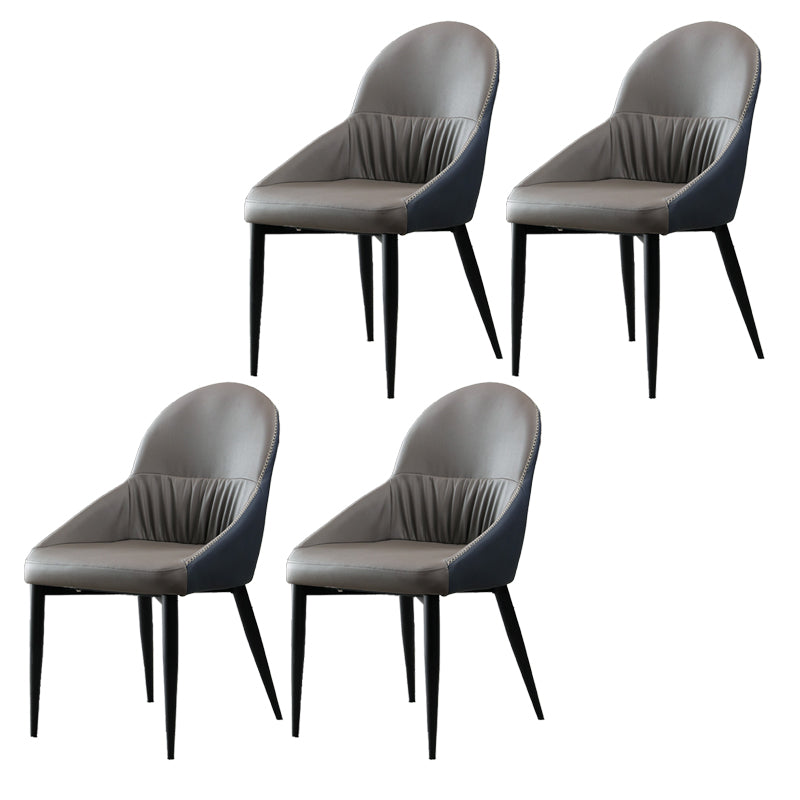 Modern Indoor Upholstered Side Chair Faux Leather Side Chair with Metal Legs