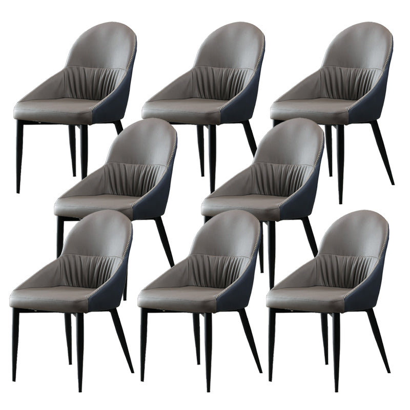 Modern Indoor Upholstered Side Chair Faux Leather Side Chair with Metal Legs