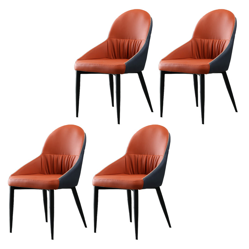 Modern Indoor Upholstered Side Chair Faux Leather Side Chair with Metal Legs