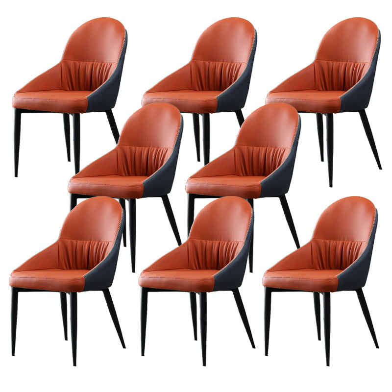 Modern Indoor Upholstered Side Chair Faux Leather Side Chair with Metal Legs