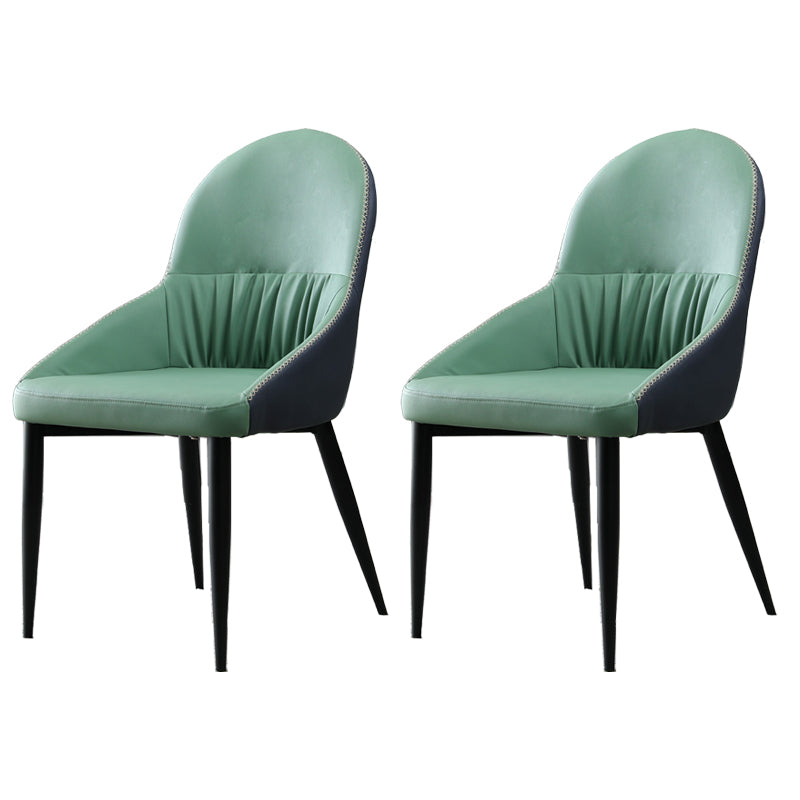 Modern Indoor Upholstered Side Chair Faux Leather Side Chair with Metal Legs