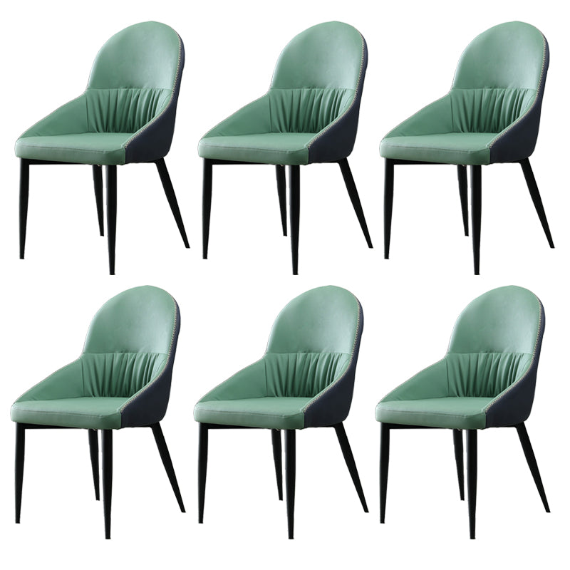 Modern Indoor Upholstered Side Chair Faux Leather Side Chair with Metal Legs