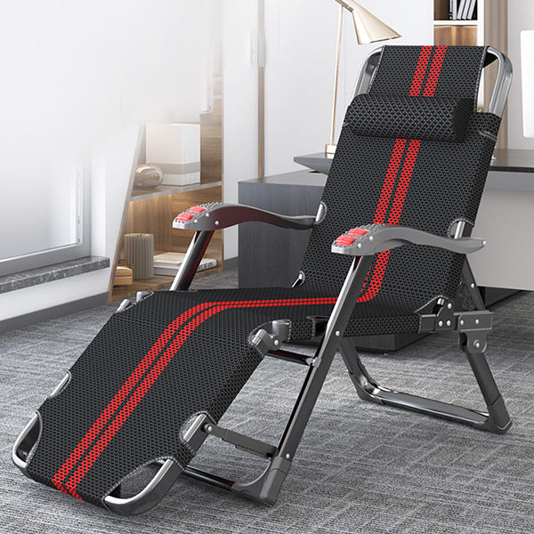 Black Modern Standard Recliner with Position Lock and Metal Base