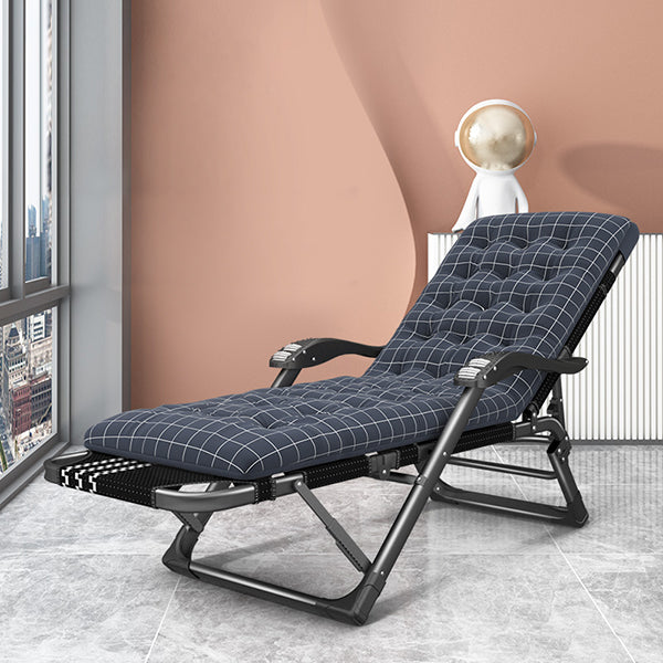 Black Modern Standard Recliner with Position Lock and Metal Base
