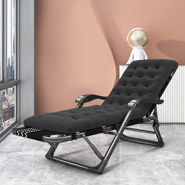 Black Modern Standard Recliner with Position Lock and Metal Base