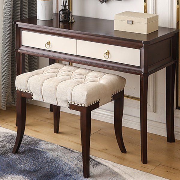Standing   Brown 2-Drawer Bedroom Solid Wood Makeup Vanity Desk Table