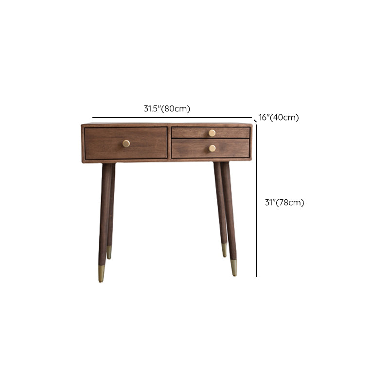 Solid Wood Brown Bedroom Lighted Mirror Vanity Dressing Table