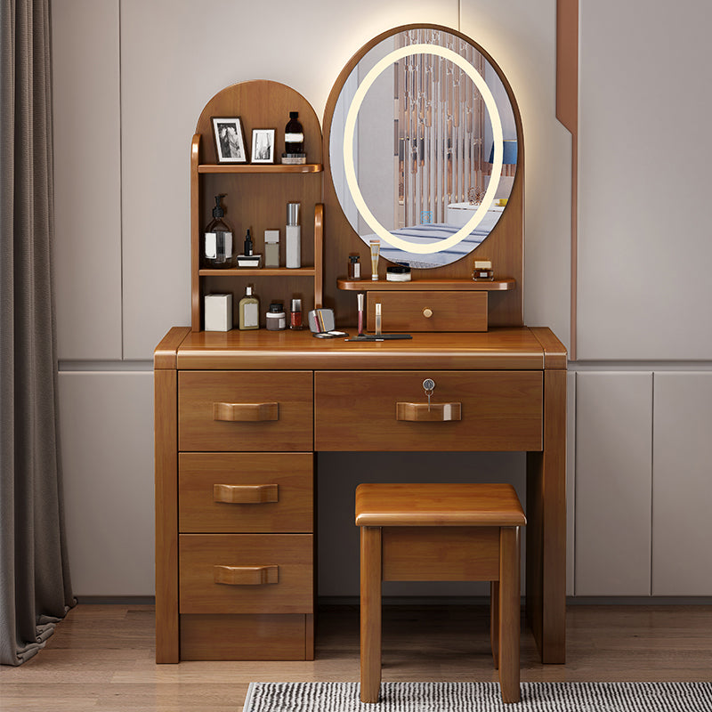 Drawers Included Standing Modern Lighted Mirror Vanity Dressing Table Set