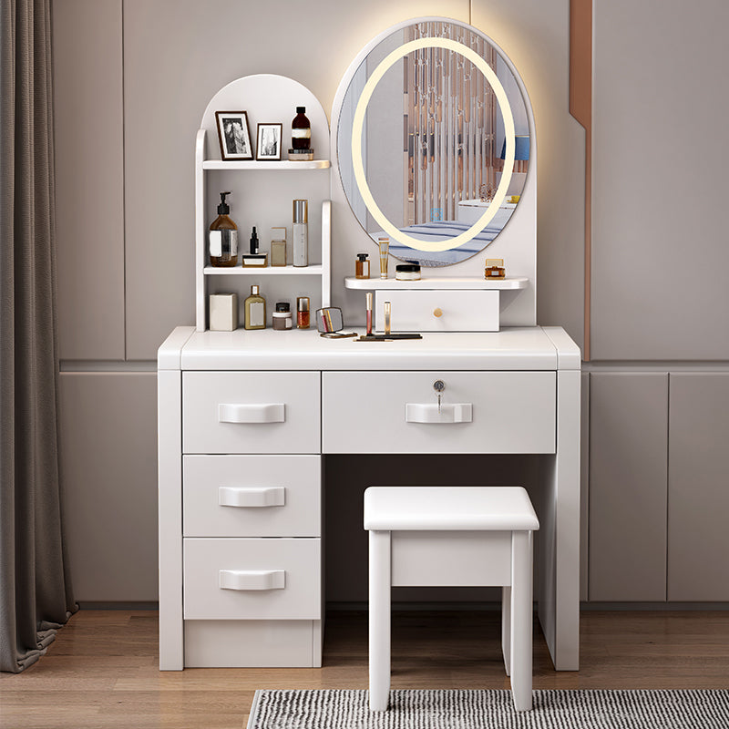 Drawers Included Standing Modern Lighted Mirror Vanity Dressing Table Set
