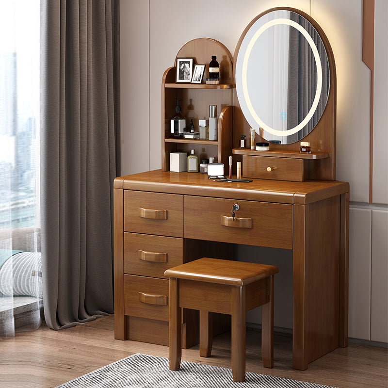 Drawers Included Standing Modern Lighted Mirror Vanity Dressing Table Set