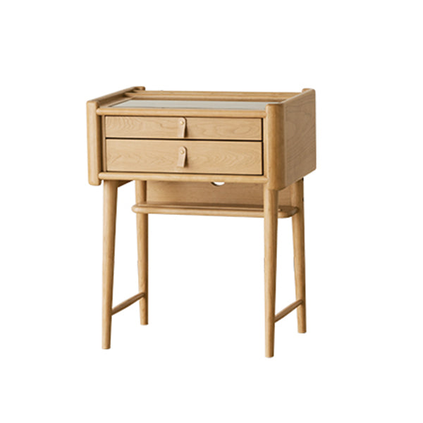 Solid Wood Natural 2 Drawers Makeup Vanity Desk Table for Bedroom