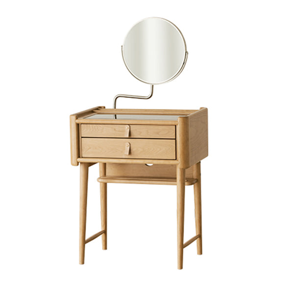 Solid Wood Natural 2 Drawers Makeup Vanity Desk Table for Bedroom