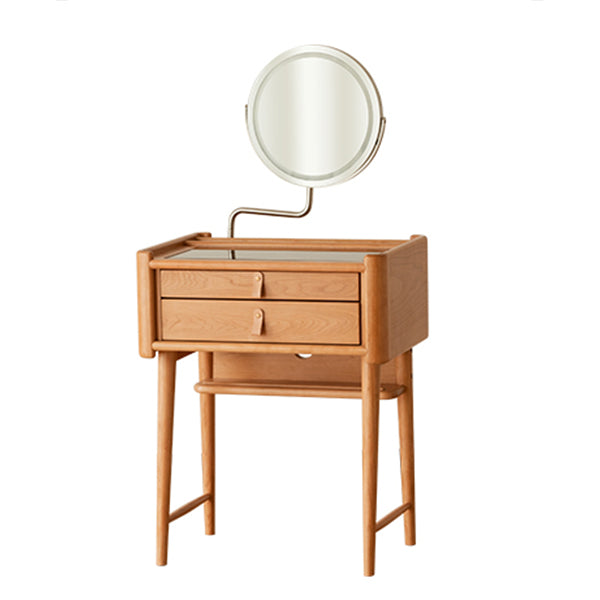 Solid Wood Natural 2 Drawers Makeup Vanity Desk Table for Bedroom