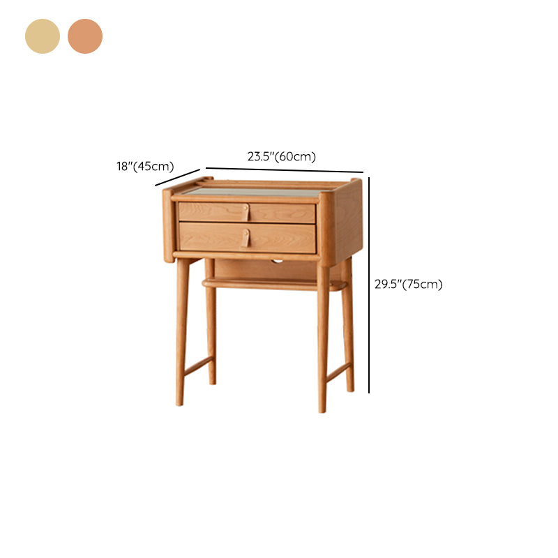 Solid Wood Natural 2 Drawers Makeup Vanity Desk Table for Bedroom