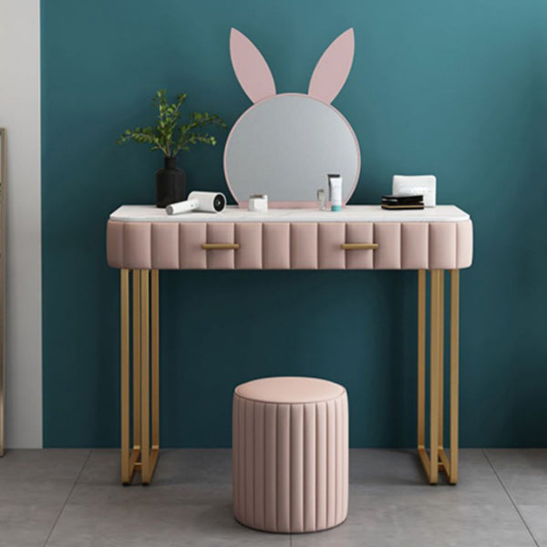 Modern Pink and Gray Standing Vanity Dressing Table with Makeup Table and Stool
