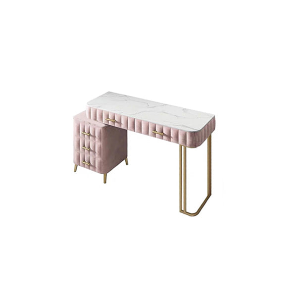 Modern Pink and Gray Standing Vanity Dressing Table with Makeup Table and Stool