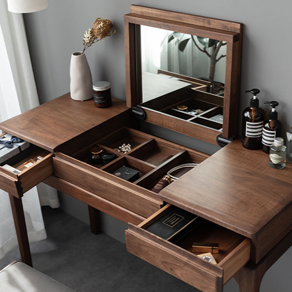 3 Drawer Mid-Century Modern Flip-Top Vanity Dressing Table for Home