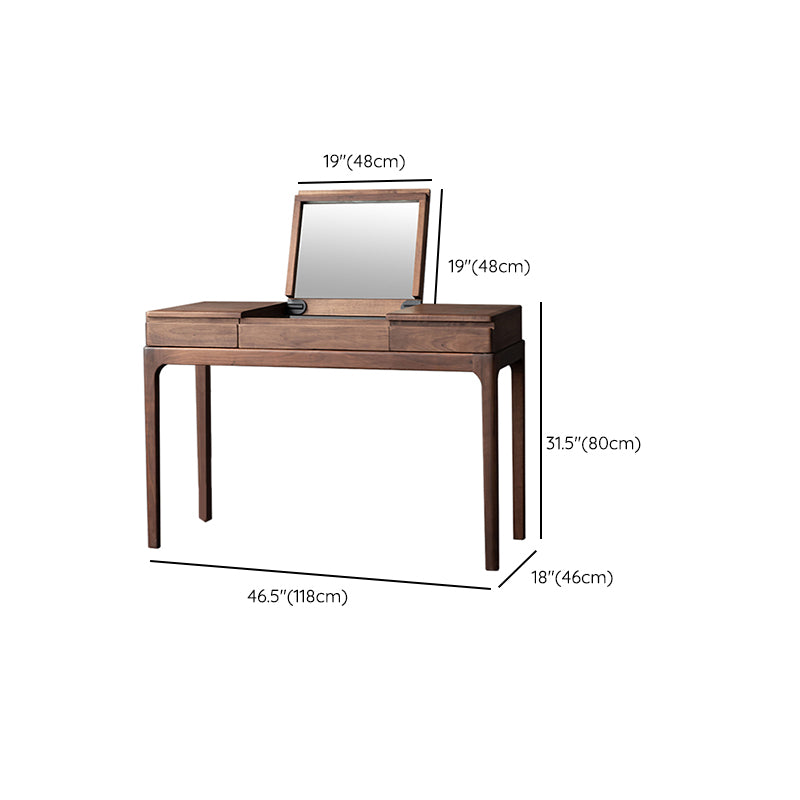 3 Drawer Mid-Century Modern Flip-Top Vanity Dressing Table for Home