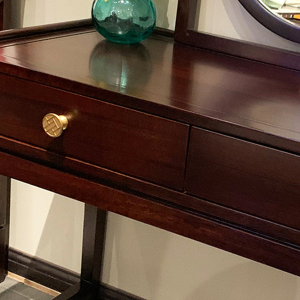 Brown Solid Wood Standing 2 Drawer Vanity Dressing Table Set