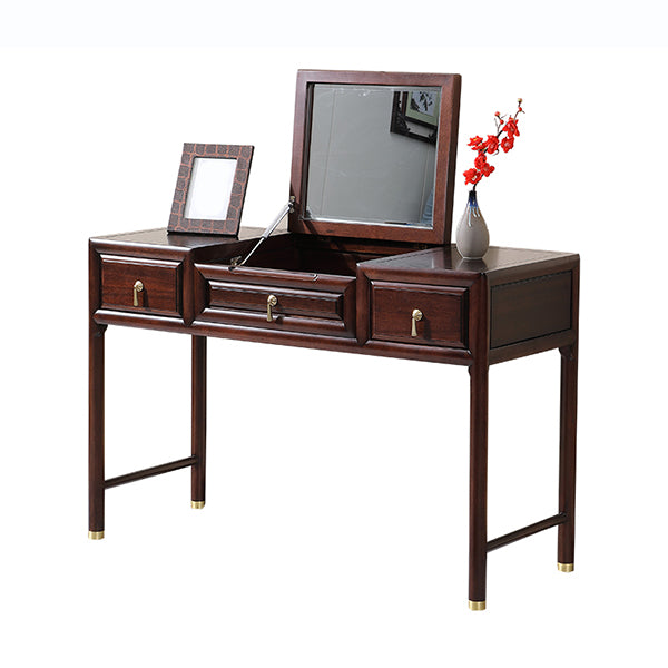 Flip-Top 3 Drawer Solid Wood Vanity Makeup Dressing Table Set