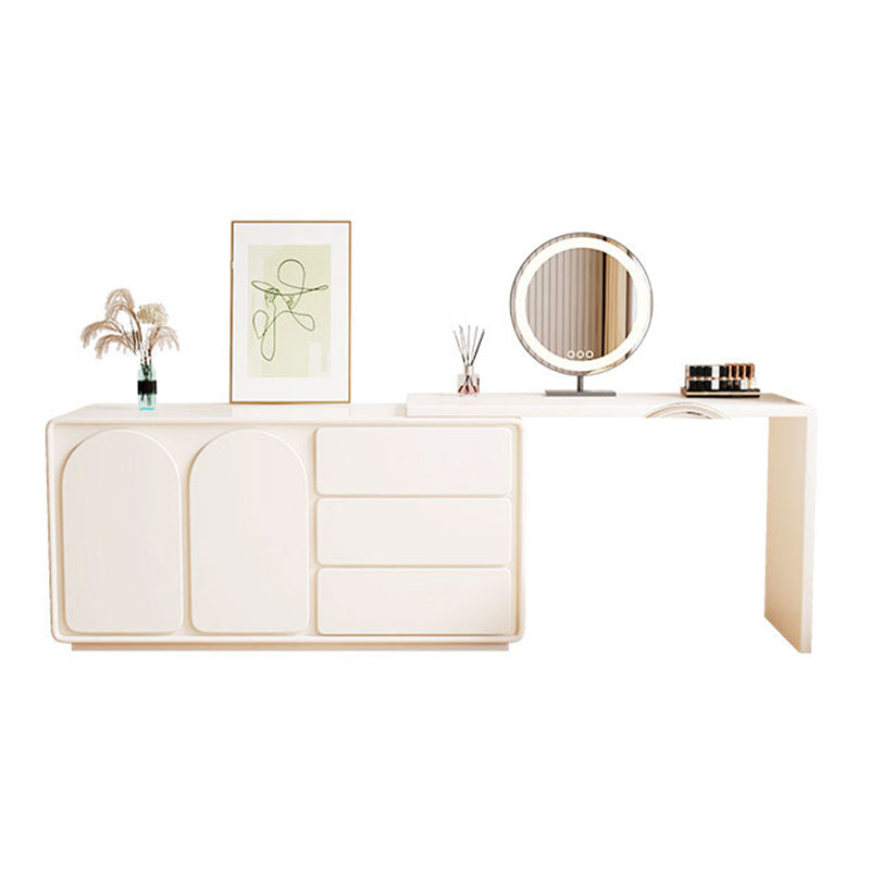 3 Drawers Lighted Mirror Wood White Vanity Dressing Table for Bedroom