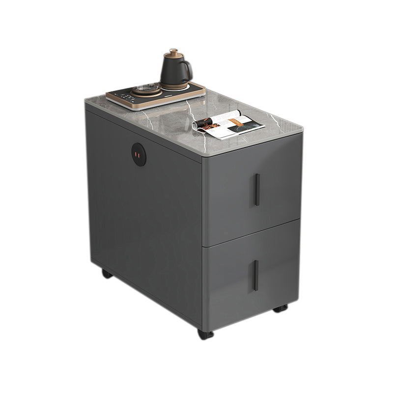 Contemporary Rectangle Sofa Side Accent Table with 2 Drawers