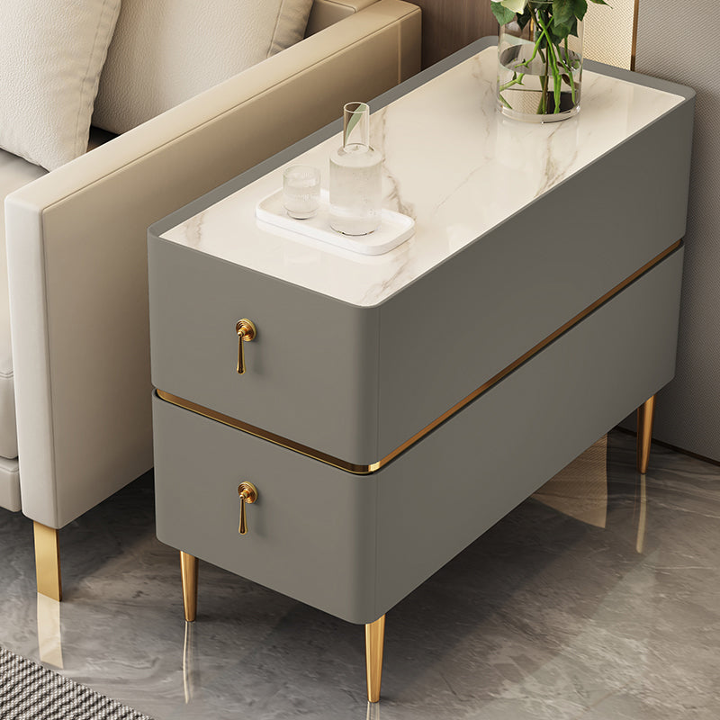 Contemporary Sofa Side Accent Table with 2 Storage Drawers and 4 Legs