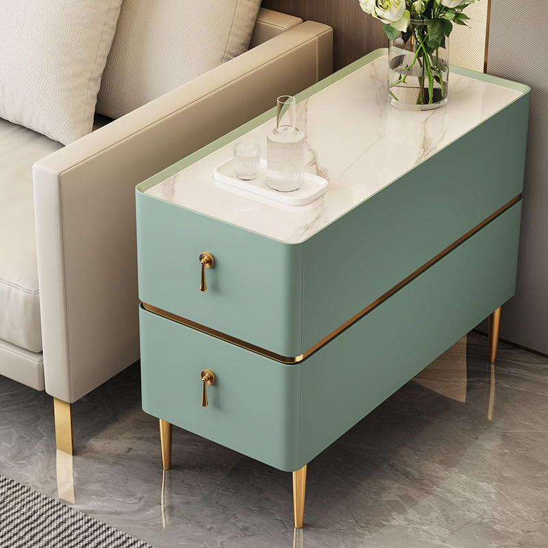 Contemporary Sofa Side Accent Table with 2 Storage Drawers and 4 Legs