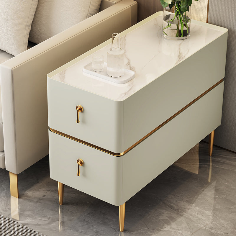 Contemporary Sofa Side Accent Table with 2 Storage Drawers and 4 Legs