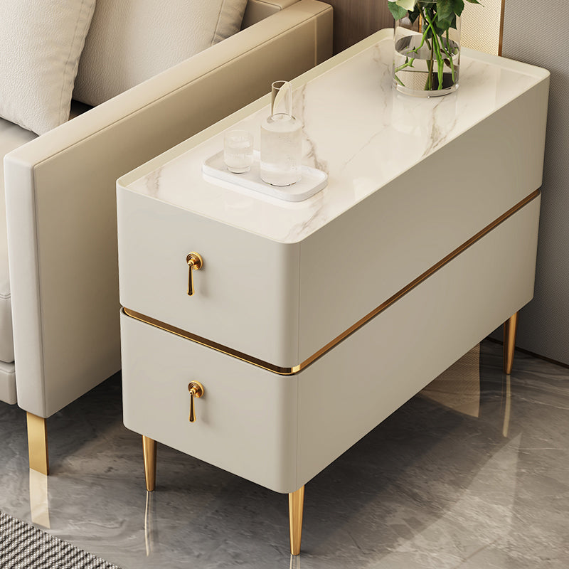 Contemporary Sofa Side Accent Table with 2 Storage Drawers and 4 Legs
